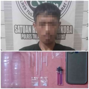 Satresnarkoba Polres Tulang Bawang Barat Amankan Seorang Pria Diduga Gunakan Narkoba Jenis Sabu