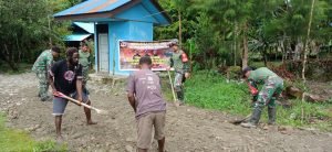 Bakti Nyata Kodim 1710/Mimika, Perbaiki Jalan Kampung, Jelang HUT TNI ke 80